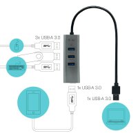 i-tec® USB-Hub USB 3.0 Metal 4-fach grau