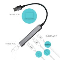 i-tec® USB-Hub USB 3.0 Metal 4-fach grau