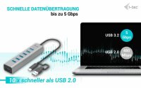 i-tec® USB-Hub USB-C/USB-A Charging Metal 7-fach grau