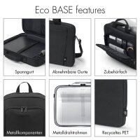 DICOTA Laptoptasche Eco Top Traveller BASE Kunstfaser schwarz D31671-RPET bis 44