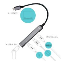 i-tec® USB-Hub USB-C Metal 4-fach grau