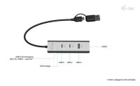 i-tec® USB-Hub Universal Charging Metal 4-fach grau