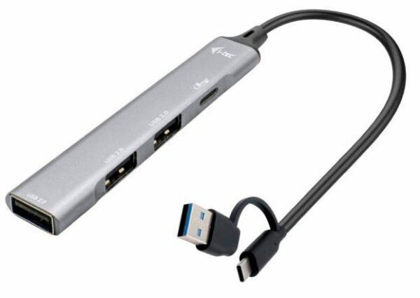 i-tec® USB-Hub USB-A/USB-C Metal  4-fach grau