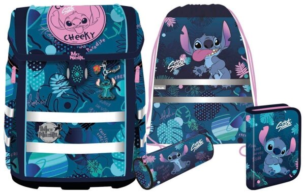 Mc®Neill Schulranzen-Set PERFECTO DISNEY STITCH Kunstfaser blau
