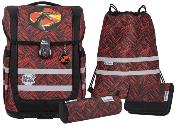 Mc®Neill Schulranzen-Set COMPACTO ZACK Kunstfaser rot