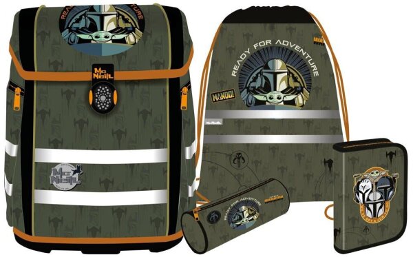Mc®Neill Schulranzen-Set PERFECTO STAR WARS MANDALORIAN Kunstfaser olivgrün