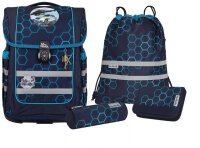 Mc®Neill Schulranzen-Set COMPACTO XAGON Kunstfaser blau