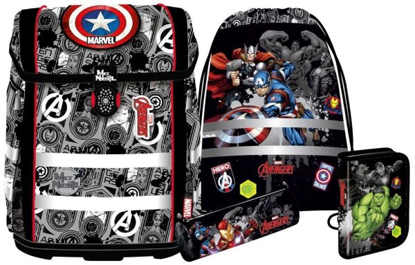 Mc®Neill Schulranzen-Set PERFECTO MARVEL AVENGERS Kunstfaser schwarz