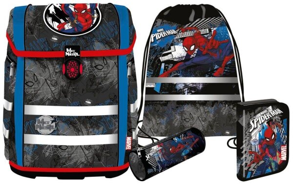 Mc®Neill Schulranzen-Set PERFECTO MARVEL SPIDER MAN Kunstfaser schwarz