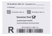 Deutsche Post 4,85 € Einschreibenmarken "Rückschein" 1852 selbstklebend, 10 St.