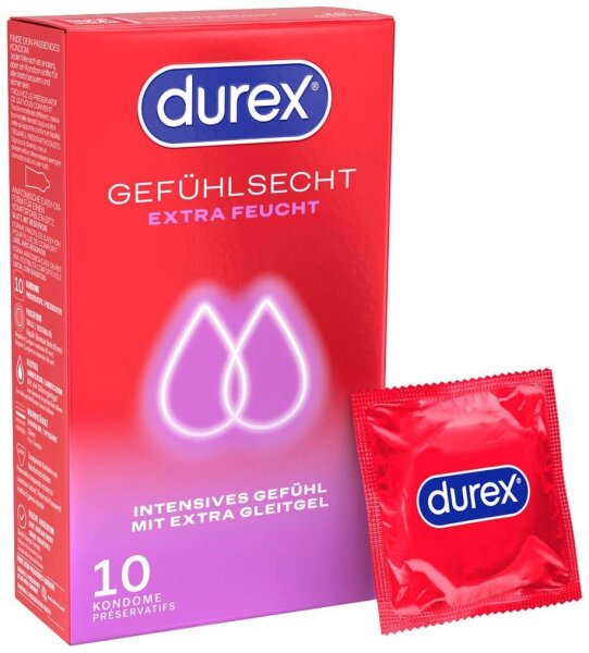 durex Kondome Gefühlsecht Extra Feucht, 10 St.
