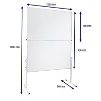 FRANKEN mobiles Whiteboard X-tra!Line klappbar 120,0 x 150,0 cm weiß lackierter Stahl