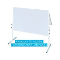 FRANKEN mobiles Whiteboard X-tra!Line klappbar 120,0 x 150,0 cm weiß lackierter Stahl