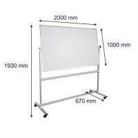 FRANKEN mobiles Whiteboard U-Act! Line® 200,0 x 100,0 cm weiß emaillierter Stahl