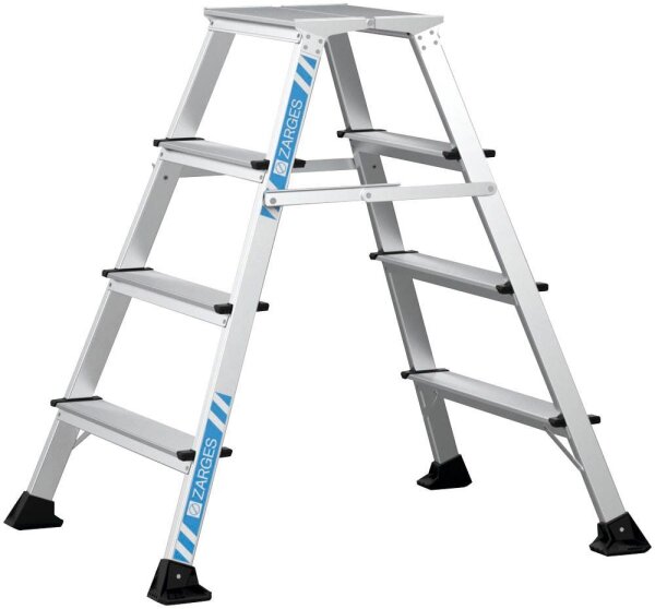 ZARGES Stehleiter beidseitig XLstep P schmal silber 2x 4 Stufen, H: 99,0 cm