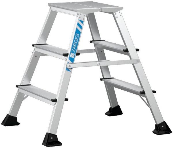 ZARGES Klapptritt XLstep P schmal silber 2x 3 Stufen, H: 74,0 cm