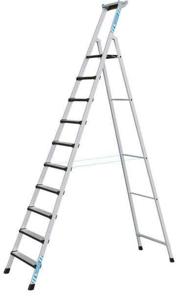ZARGES Stehleiter einseitig Comfortstep S silber 10 Stufen, H: 340,0 cm
