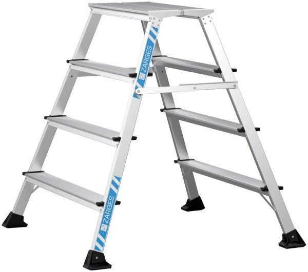 ZARGES Stehleiter beidseitig XLstep P breit silber 2x 4 Stufen, H: 99,0 cm