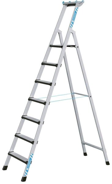 ZARGES Stehleiter einseitig Comfortstep S silber 7 Stufen, H: 260,0 cm