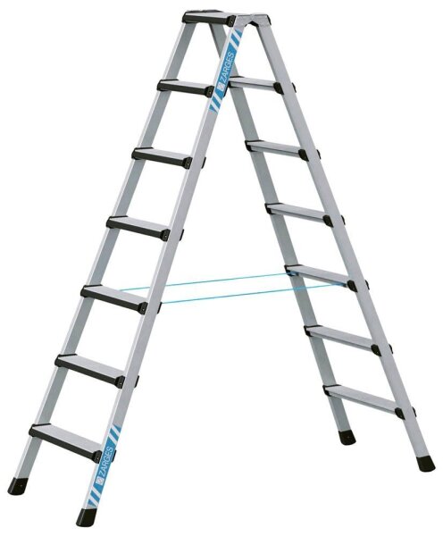 ZARGES Stehleiter beidseitig Comfortstep B silber 2x 7 Stufen, H: 192,0 cm