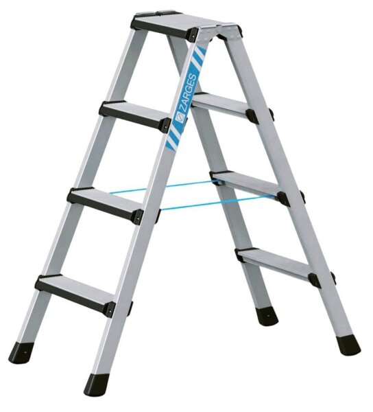 ZARGES Stehleiter beidseitig Comfortstep B silber 2x 4 Stufen, H: 111,0 cm