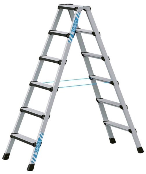 ZARGES Stehleiter beidseitig Comfortstep B silber 2x 6 Stufen, H: 165,0 cm