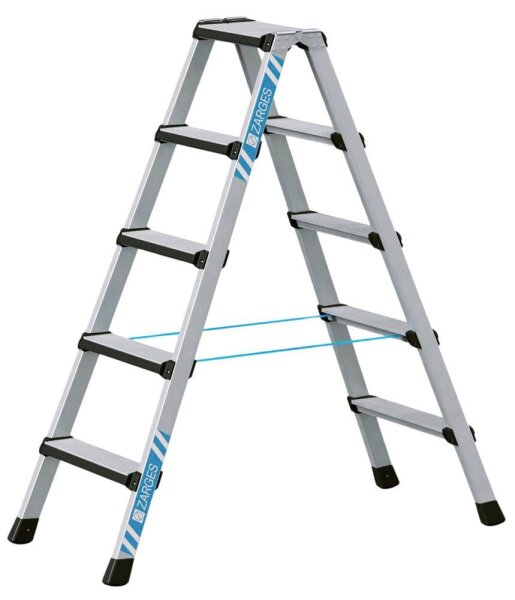 ZARGES Stehleiter beidseitig Comfortstep B silber 2x 5 Stufen, H: 138,0 cm