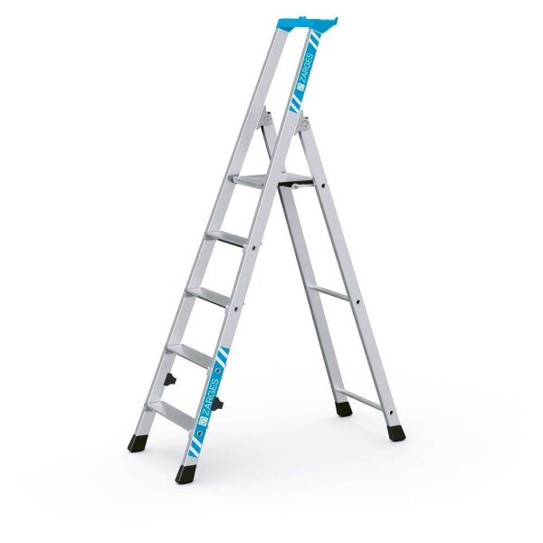 ZARGES Stehleiter einseitig Nova S silber 5 Stufen, H: 203,0 cm
