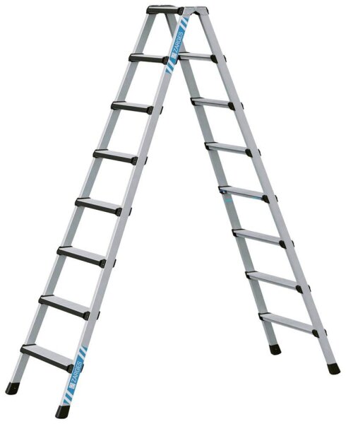 ZARGES Stehleiter beidseitig Comfortstep B silber 2x 8 Stufen, H: 218,0 cm
