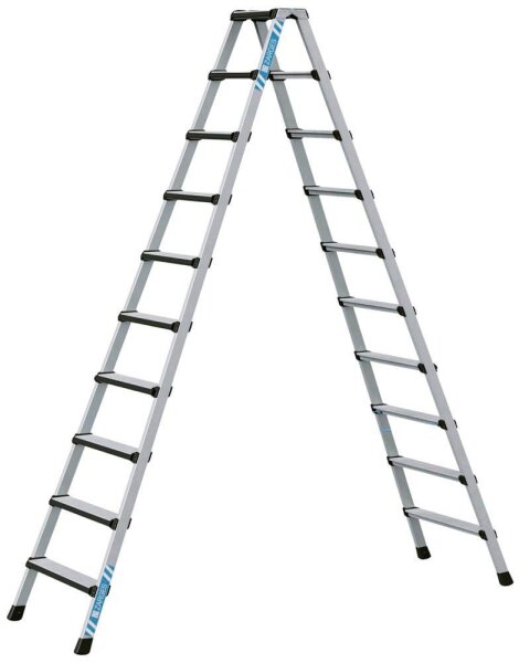 ZARGES Stehleiter beidseitig Comfortstep B silber 2x 10 Stufen, H: 272,0 cm