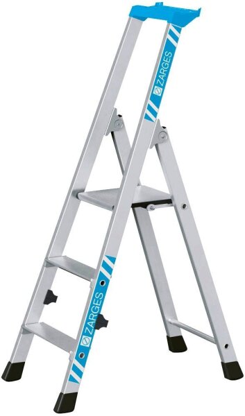 ZARGES Stehleiter einseitig Nova S silber 3 Stufen, H: 134,0 cm