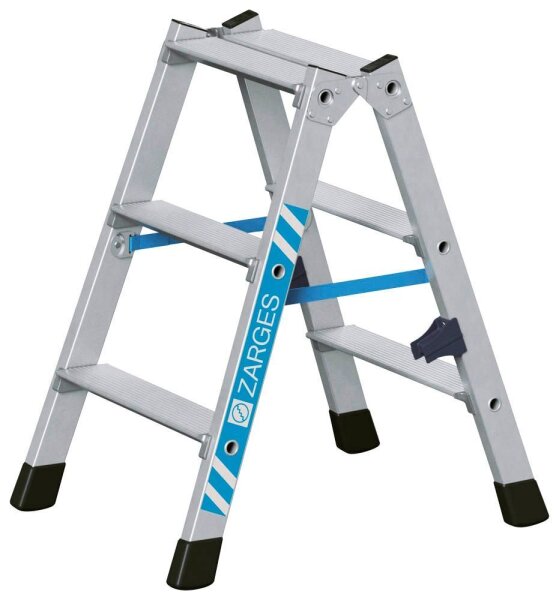 ZARGES Stehleiter beidseitig Nova B silber 2x 3 Stufen, H: 68,0 cm