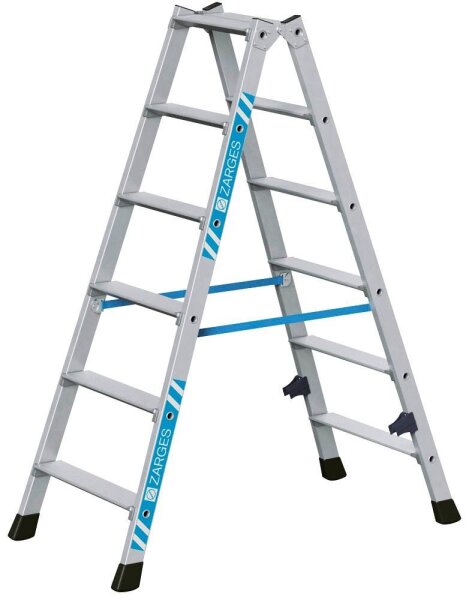 ZARGES Stehleiter beidseitig Nova B silber 2x 6 Stufen, H: 137,0 cm