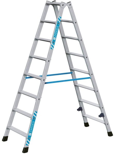 ZARGES Stehleiter beidseitig Nova B silber 2x 8 Stufen, H: 184,0 cm