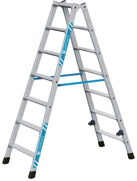 ZARGES Stehleiter beidseitig Nova B silber 2x 7 Stufen, H: 161,0 cm