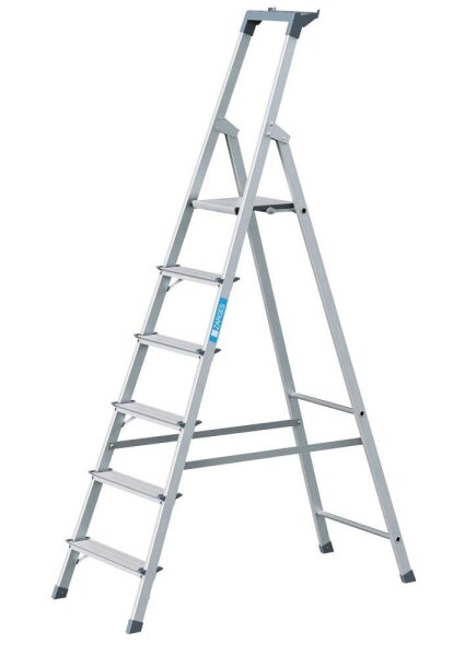 ZARGES Stehleiter einseitig Scana S silber 6 Stufen, H: 205,0 cm