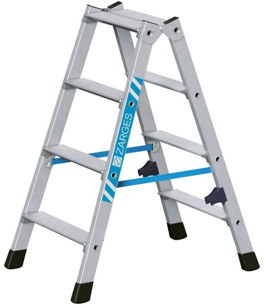 ZARGES Stehleiter beidseitig Nova B silber 2x 4 Stufen, H: 91,0 cm