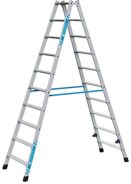 ZARGES Stehleiter beidseitig Nova B silber 2x 10 Stufen, H: 230,0 cm