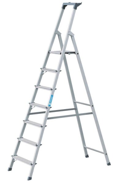 ZARGES Stehleiter einseitig Scana S silber 7 Stufen, H: 229,0 cm