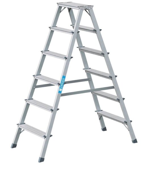 ZARGES Stehleiter beidseitig Scana B silber 2x 6 Stufen, H: 140,0 cm