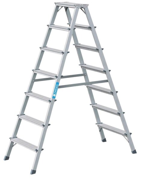 ZARGES Stehleiter beidseitig Scana B silber 2x 7 Stufen, H: 166,0 cm