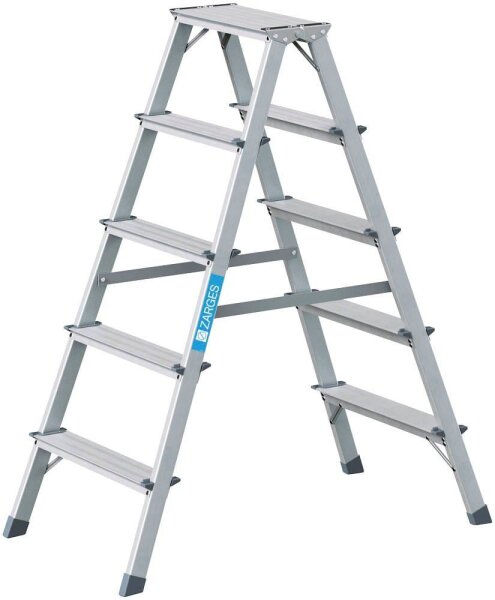 ZARGES Stehleiter beidseitig Scana B silber 2x 5 Stufen, H: 117,0 cm