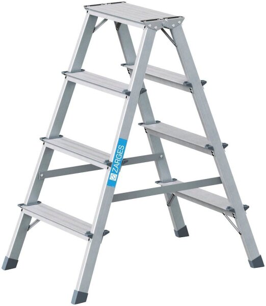 ZARGES Stehleiter beidseitig Scana B silber 2x 4 Stufen, H: 94,0 cm