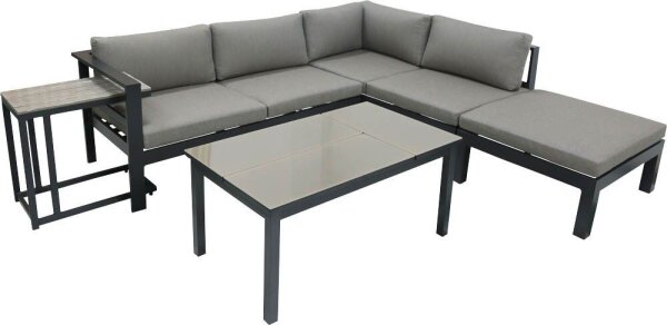 Garden Pleasure Loungegruppe MIRANDA grau, dunkelgrau Kunststoff, Metall, 13-tei
