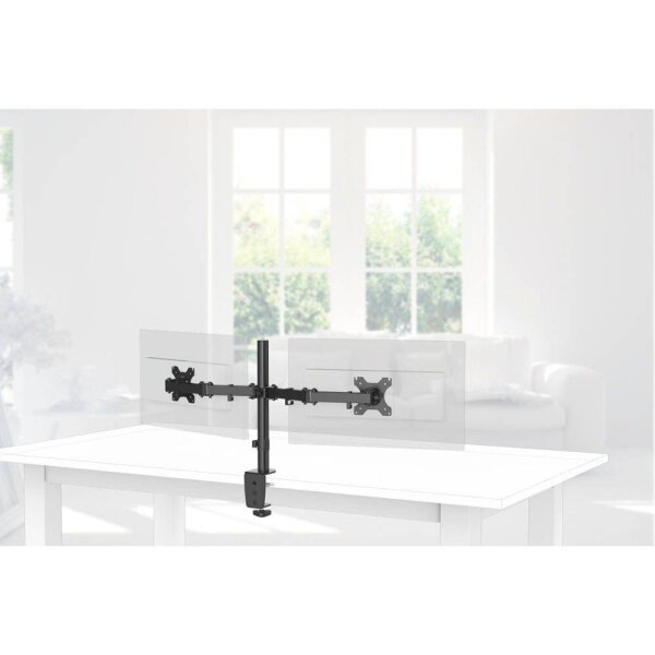 hama Monitor-Halterung FULLMOTION 00118491 schwarz für 2 Monitore, Tischklemme