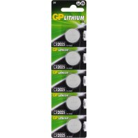 GP Knopfzellen CR2025 Lithium 3,0 V, 5 St.