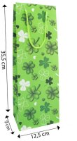 Idena Geschenktüte für Flaschen Glücksklee grün 12,5 x 35,5 cm, 1 St.