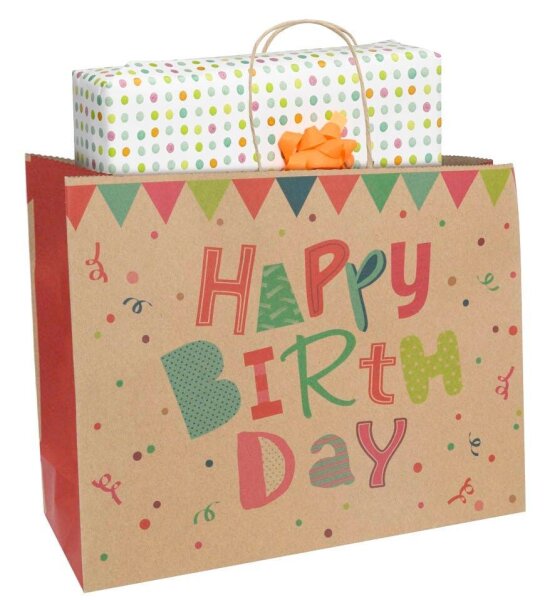 Idena Geschenktüte Geburstag Motiv 12,0 x 26,0 cm, 1 St.