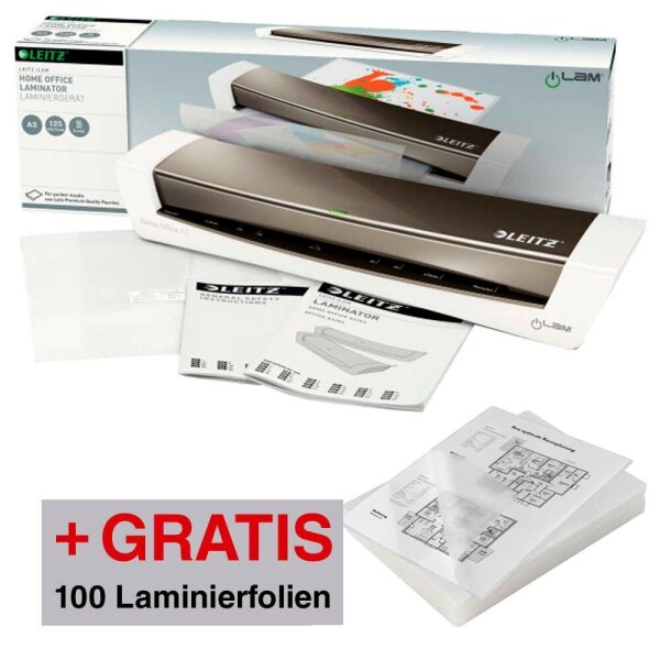 AKTION: LEITZ iLAM Home Office A3 Laminiergerät-Set bis DIN A3 + GRATIS 100 Lami