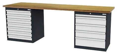 Simplaflex® Systemeinrichter Werkbank C-Line anthrazit, RAL 7016, lichtgrau, RAL 7035 12 Schubladen 250,0 x 60,0 x 86,0 cm